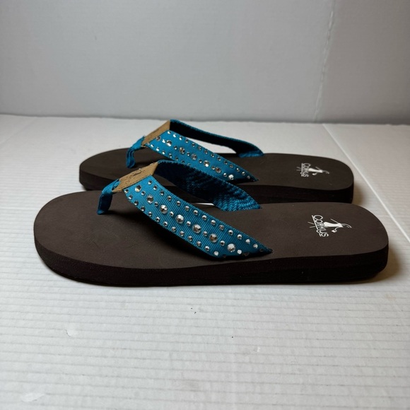 Corkys Teal Studded Flip Flops - Picture 3 of 8